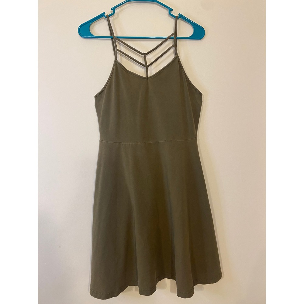 Express Womens Olive Green Strappy‎ Cage Neck Skater Dress Size M Medium